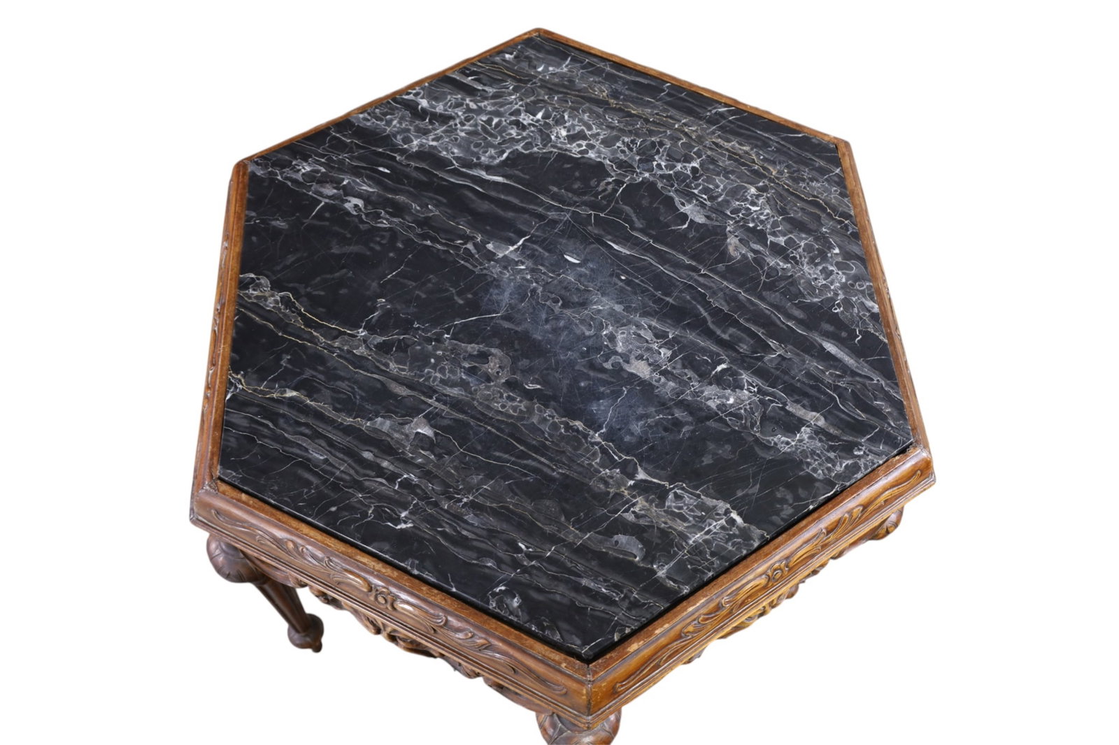 1920'S OCTAGON MARBLE TOP TABLE - 3