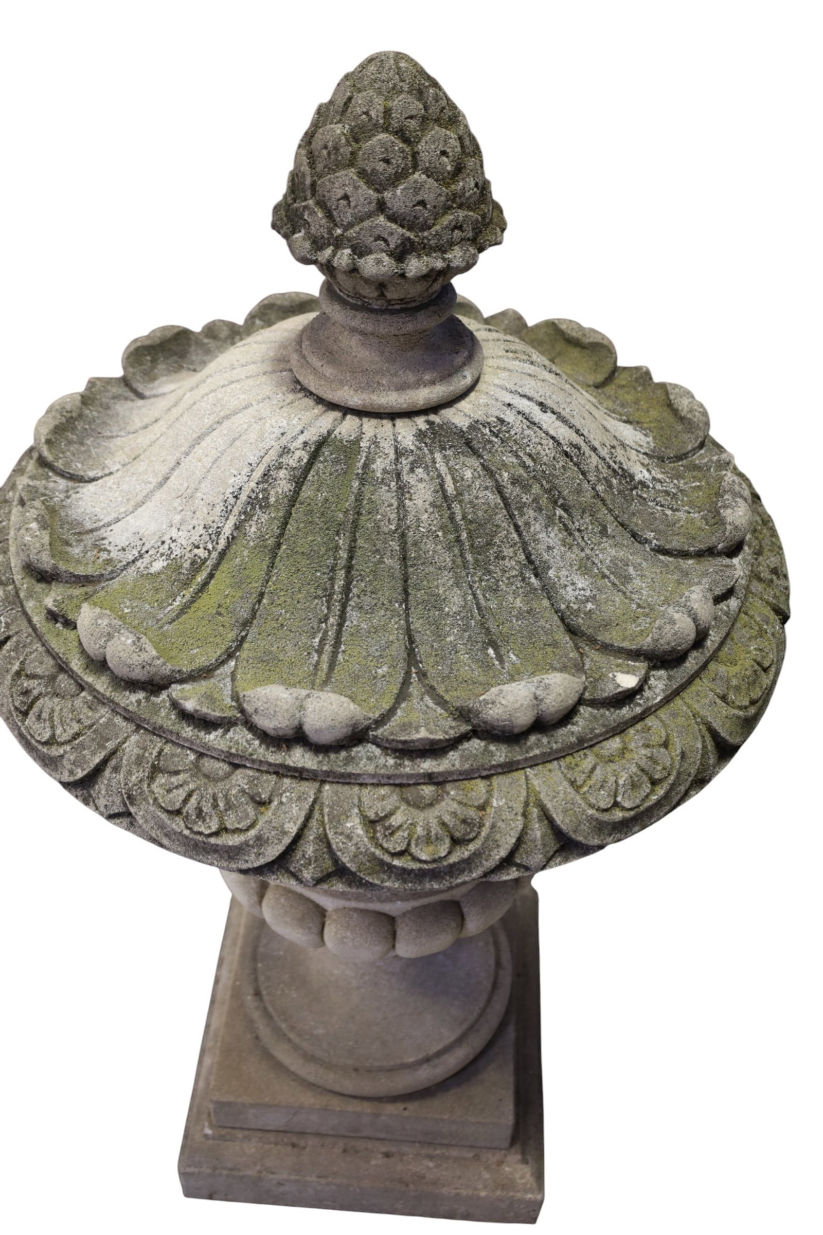 LARGE CAST STONE LIDDED URN - 2