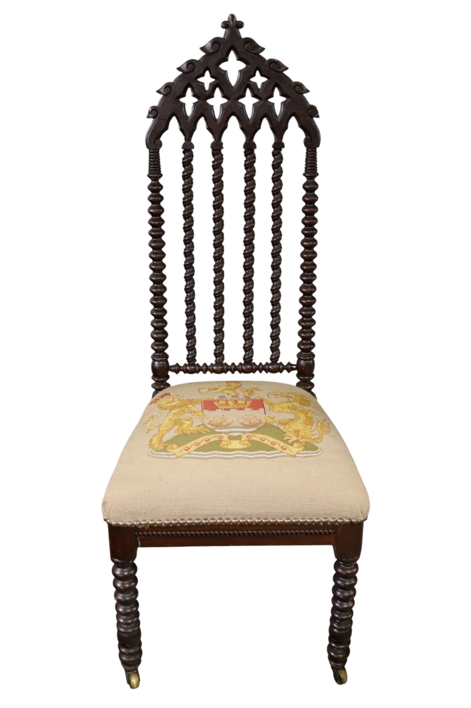 2 GOTHIC SIDE CHAIRS (AS IS) - 2