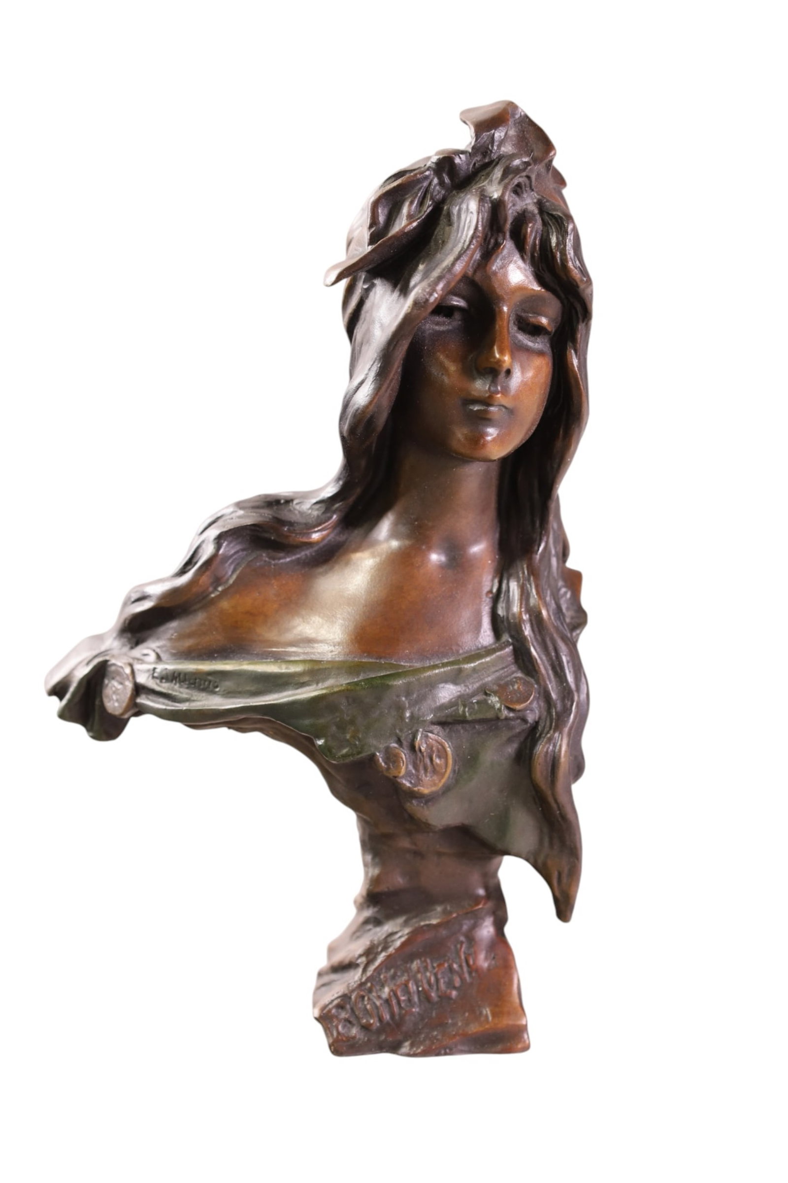 VICTORIAN STYLE BRONZE BUST: BRONZE VICTORIAN STYLE BUST, 10 1/2" H.