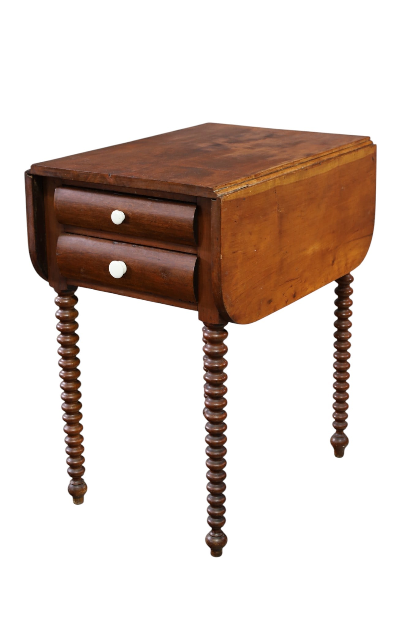 1800'S DROP SIDE WORK TABLE: TURNED LEGS, DROP SIDE WORK TABLE, 30" x 24" x 28" H. THIS ITEM EXCEEDS SIZE, WEIGHT, AND OR FRAGILITY LIMITATIONS FOR IN HOUSE SHIPPING, MUST BE PICKED UP IN HOUSE OR SHIPPED VIA 3RD PARTY SHIPPER.