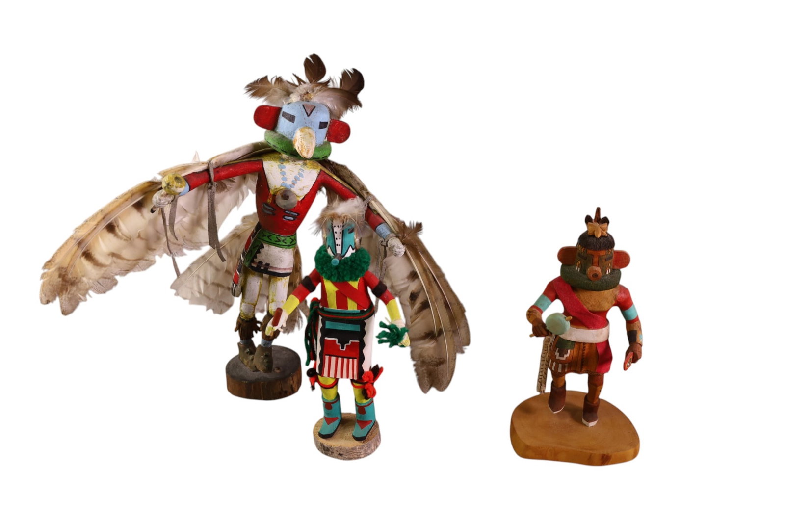 3 KACHINAS: 3 LARGE KACHINAS, 10" - 14" H.