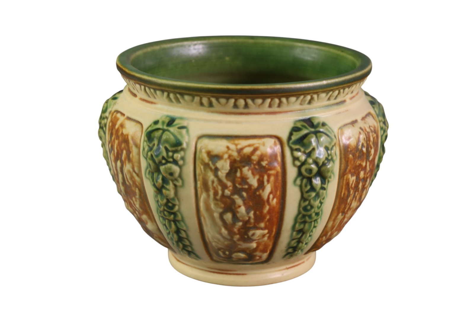 ROSEVILLE PLANTER: ROSEVILLE FLORENTINE PLANTER, 6" W x 5" H.