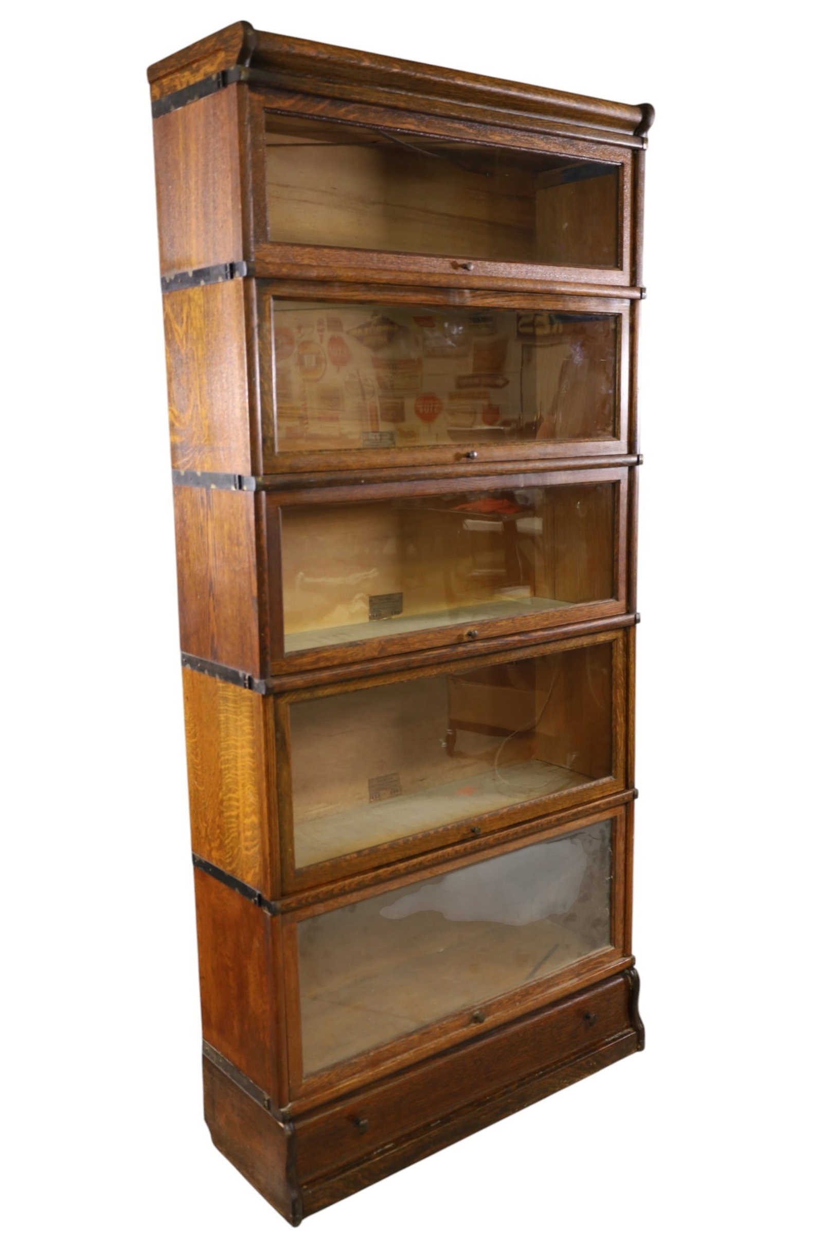 OAK LAWYER'S 5 STACK BOOKCASE - 2