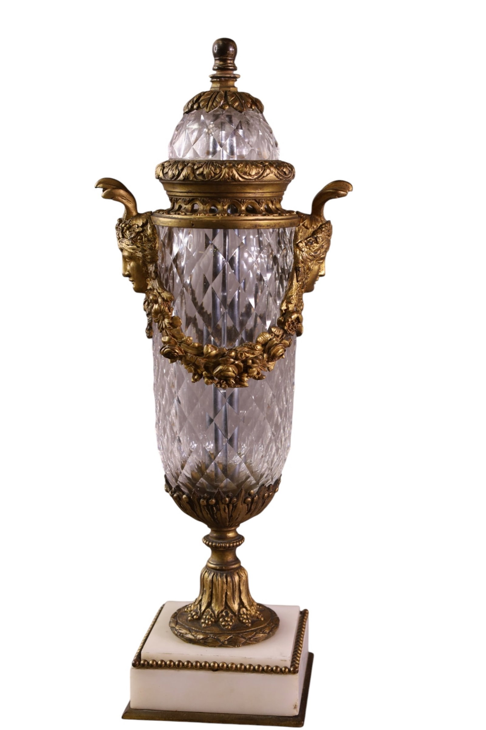 FRENCH CRYSTAL EWER: UNSIGNED BACCARAT, BRONZE AND CRYSTAL EWER, 17" H.