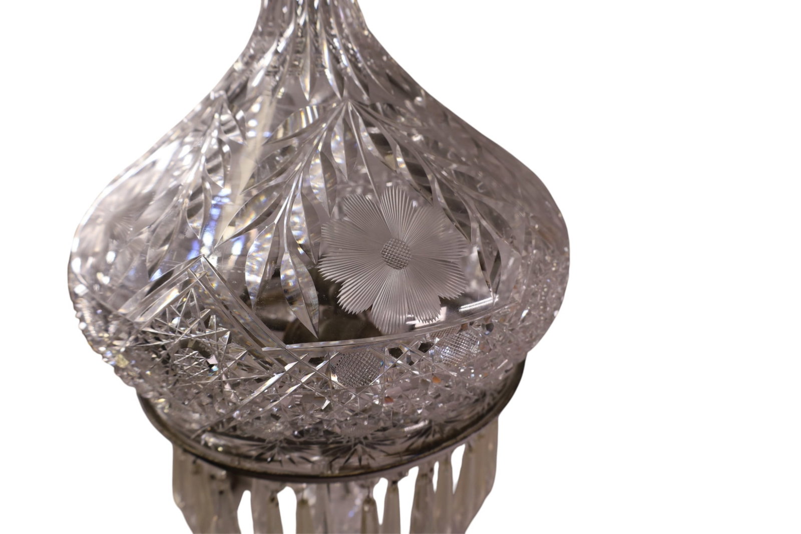 LARGE CUT GLASS TABLE LAMP - 4