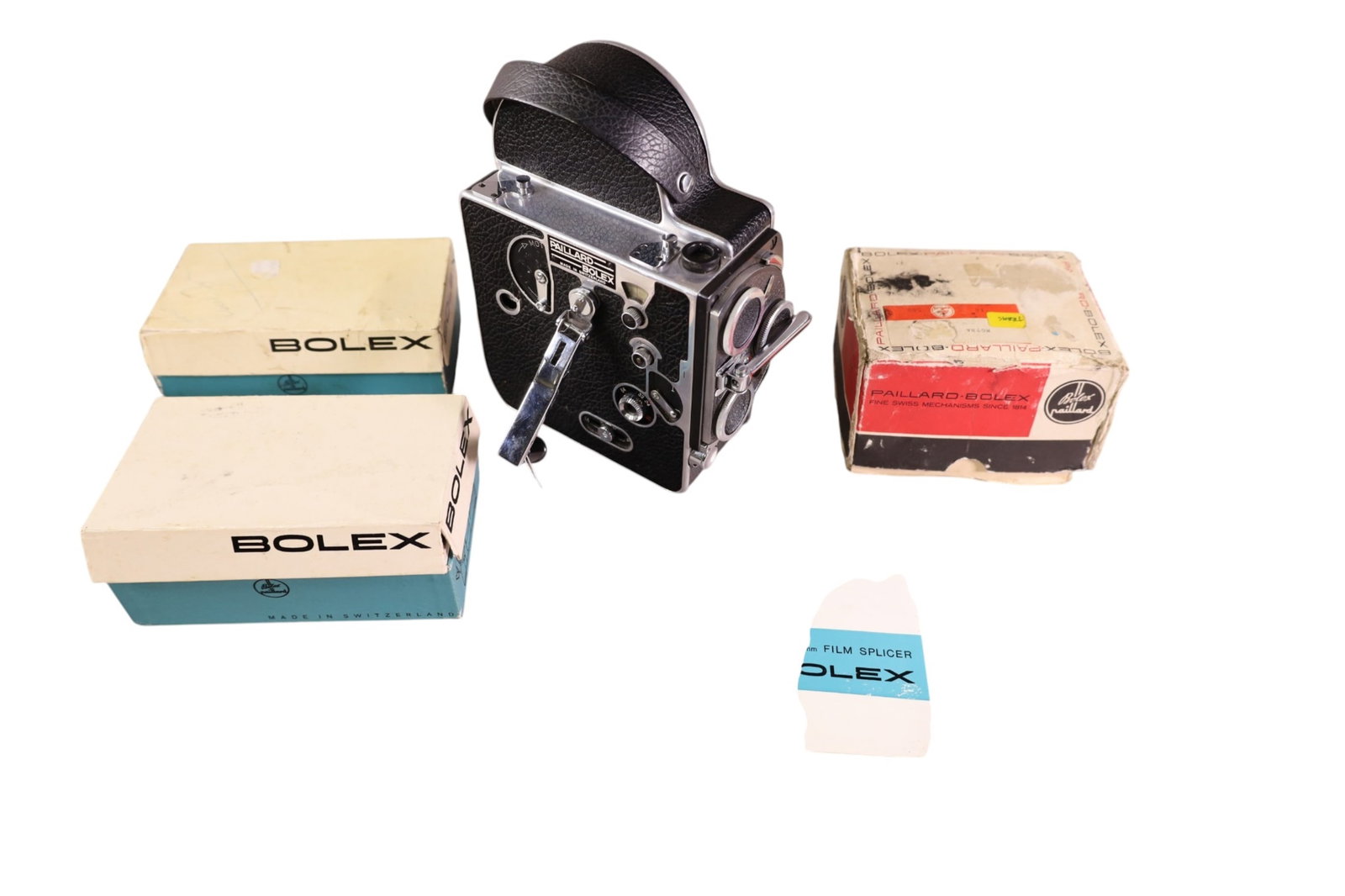 VINTAGE CAMERA AND ACCESSORIES: PAILLARD BOLEX, 16MM H16 MOVIE CAMERA. , UNTESTED. UNKNOWN WORKING ORDER.