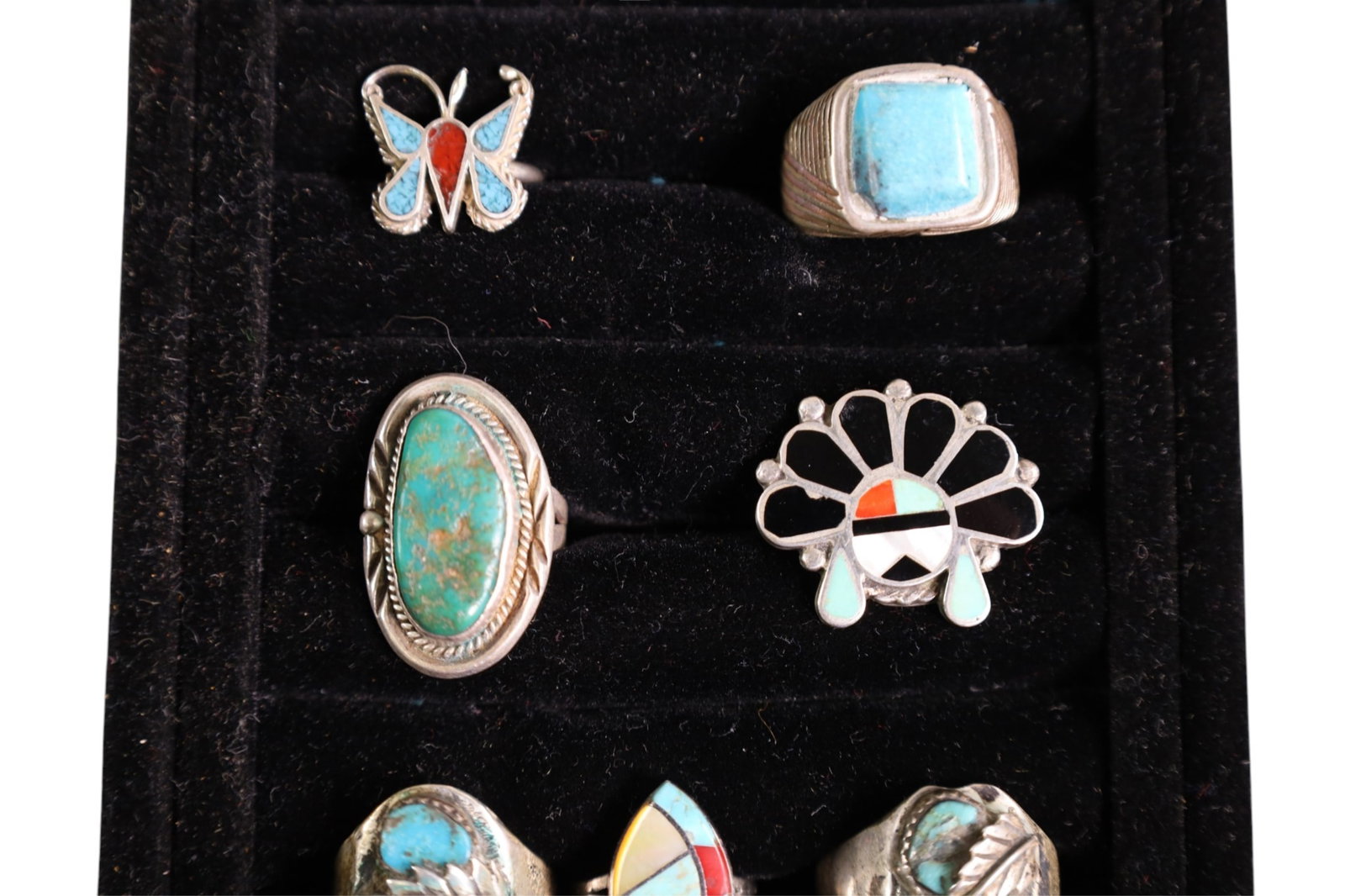 9 NATIVE AMERICAN RINGS - 3