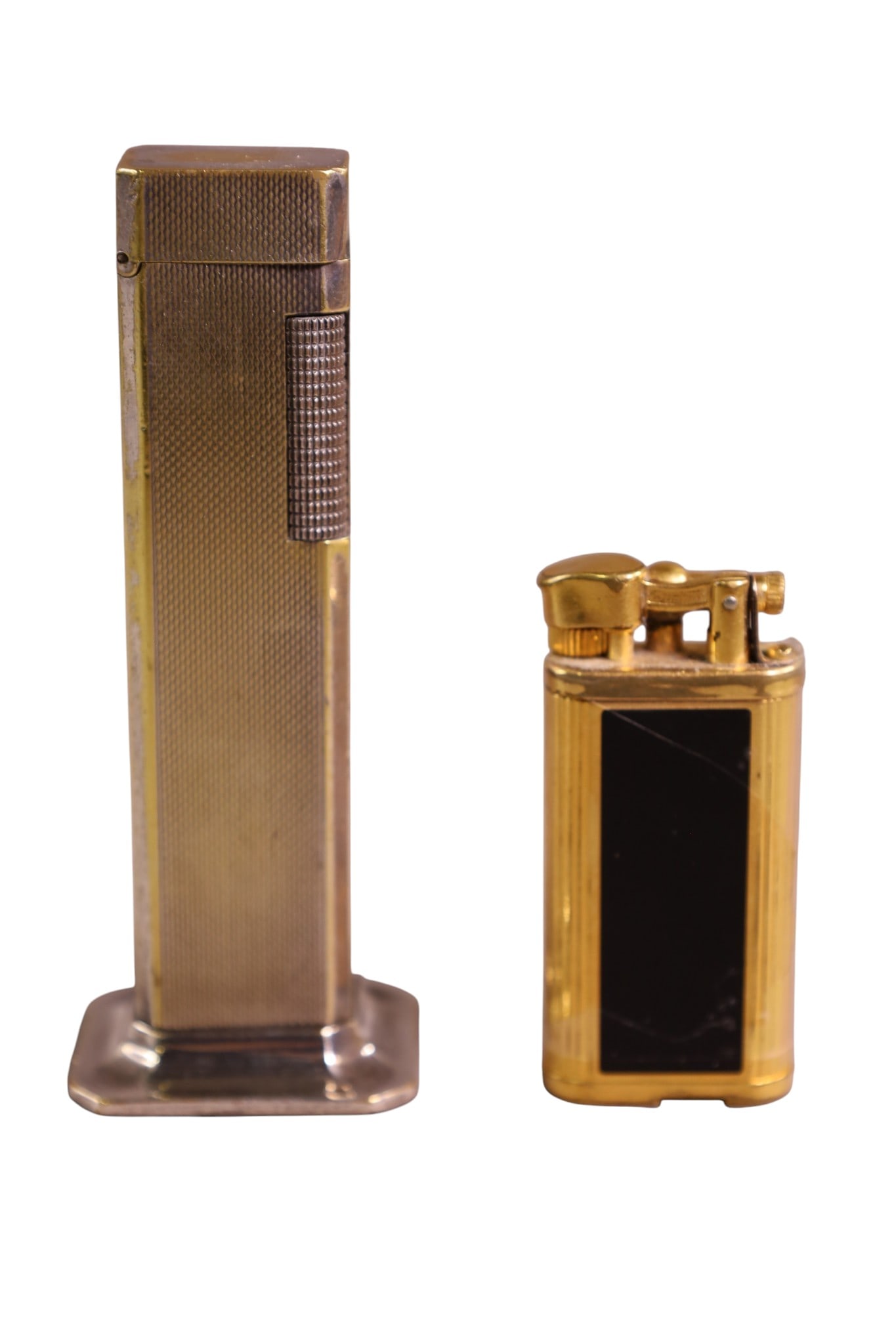 2 DUNHILL LIGHTERS: DUNHILL TALL BOY LIGHTER & DUNHILL UNIQUE LIGHTER. 4 1/4" & 2 1/2"