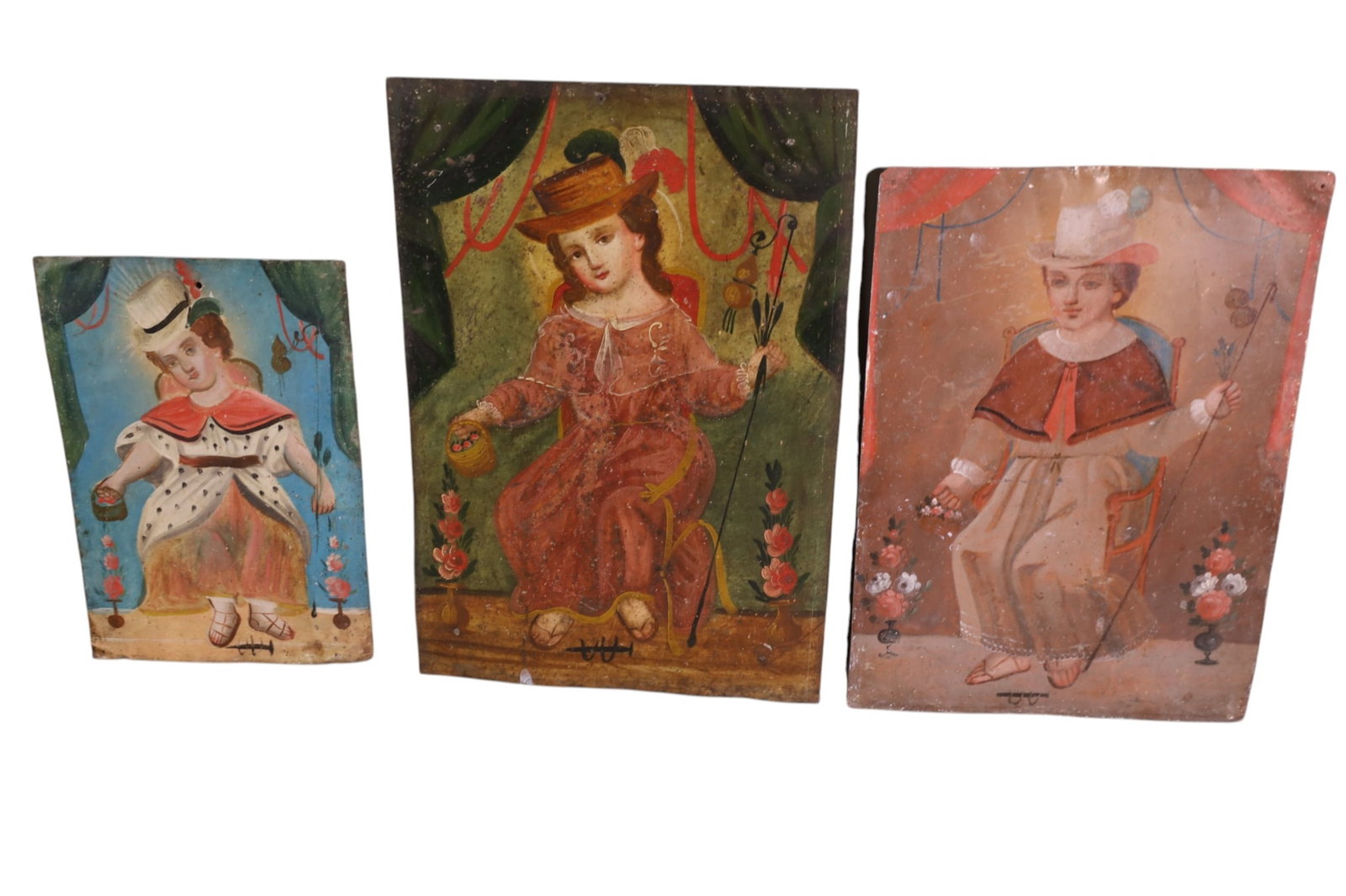 3 MEXICAN ICONS: 3 SANTO NINO DE ATOCHA, UNFRAMED. 7" - 9 1/2"