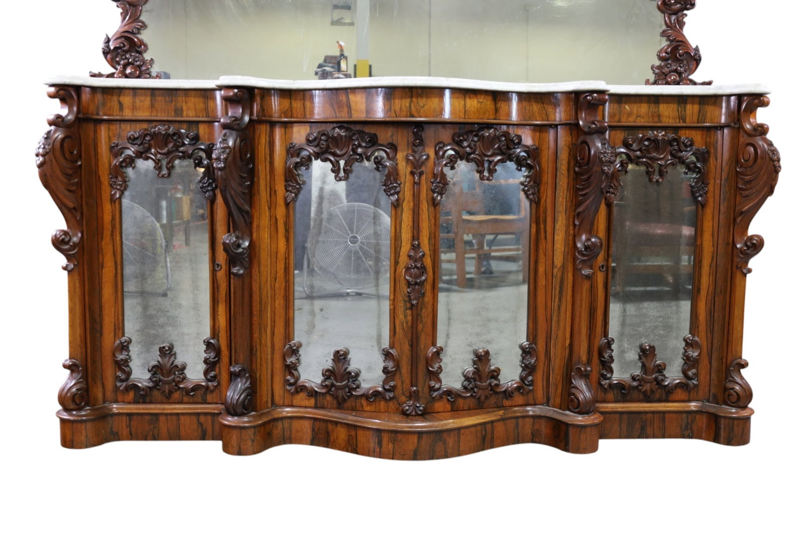 LARGE VICTORIAN MARBLE TOP BUFFET - 2