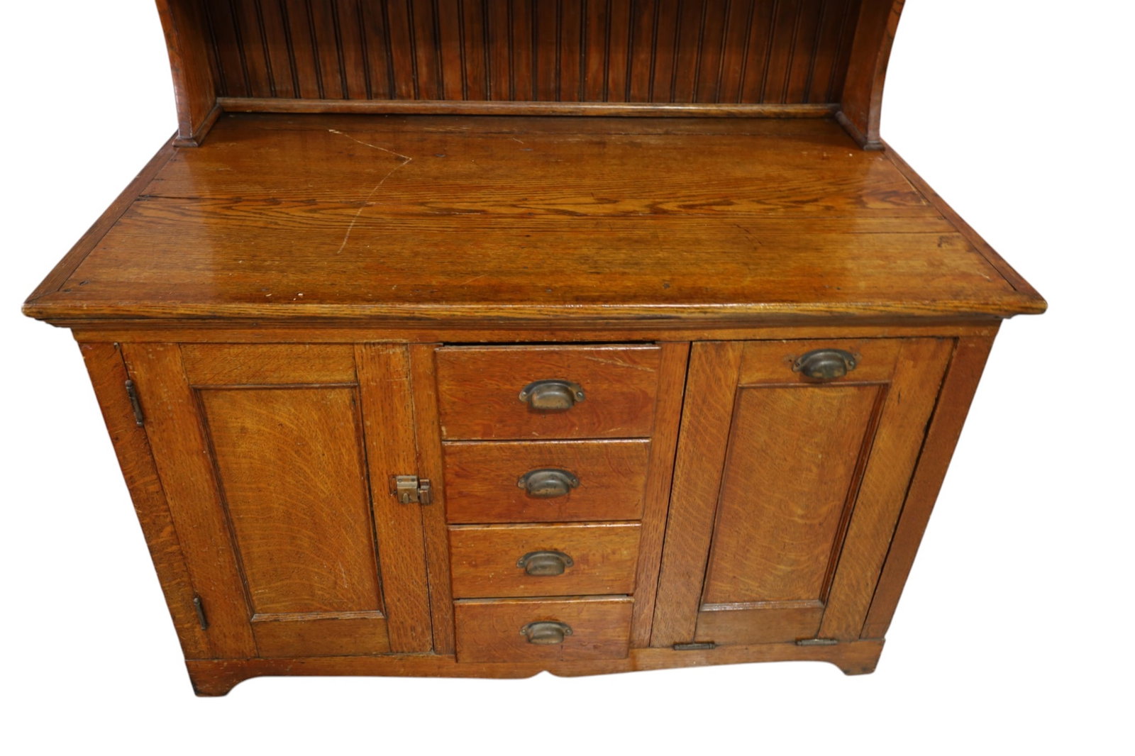 LARGE ANTIQUE OAK KITCHEN CABINET - 2
