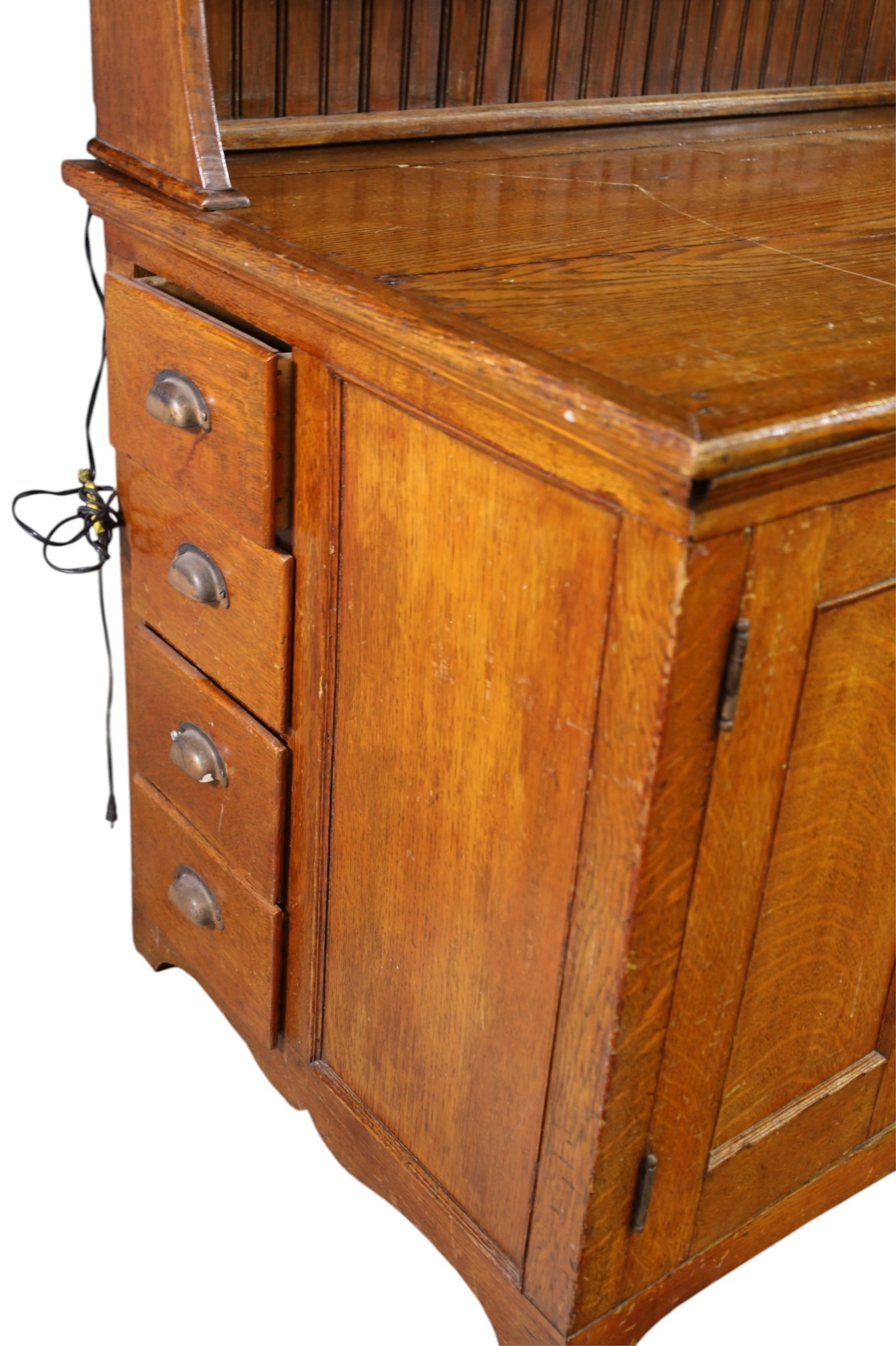 LARGE ANTIQUE OAK KITCHEN CABINET - 4