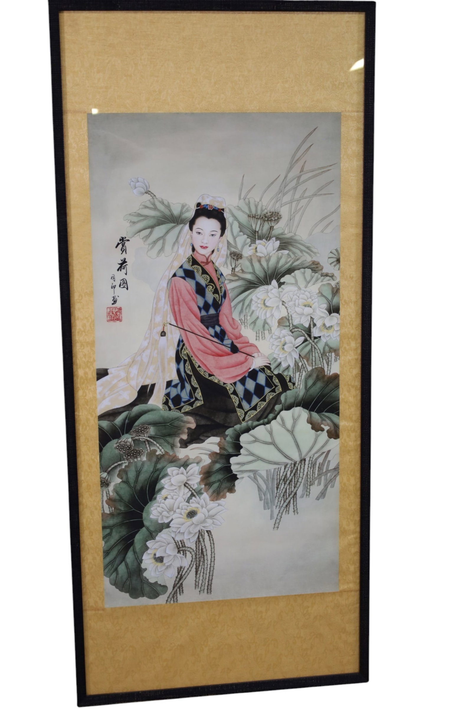 TALL FRAMED JAPANESE PRINT: FRAMED JAPANESE PRINT. 24" x 54" THIS ITEM EXCEEDS SIZE, WEIGHT, AND OR FRAGILITY LIMITATIONS FOR IN HOUSE SHIPPING, MUST BE PICKED UP IN HOUSE OR SHIPPED VIA 3RD PARTY SHIPPER.