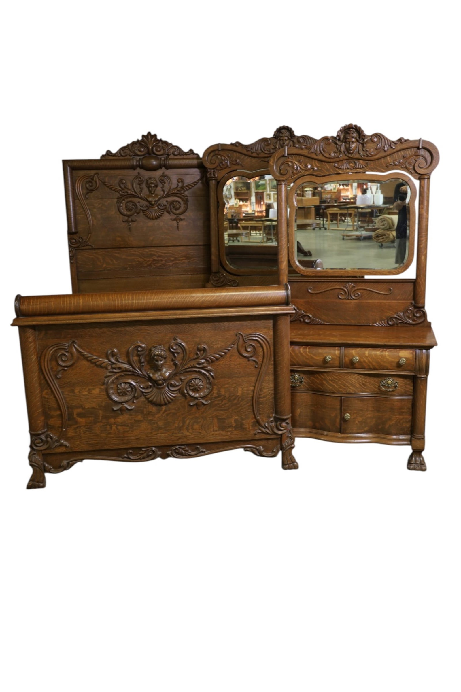 3 PIECE AMERICAN OAK BEDROOM SET (1 of 8)