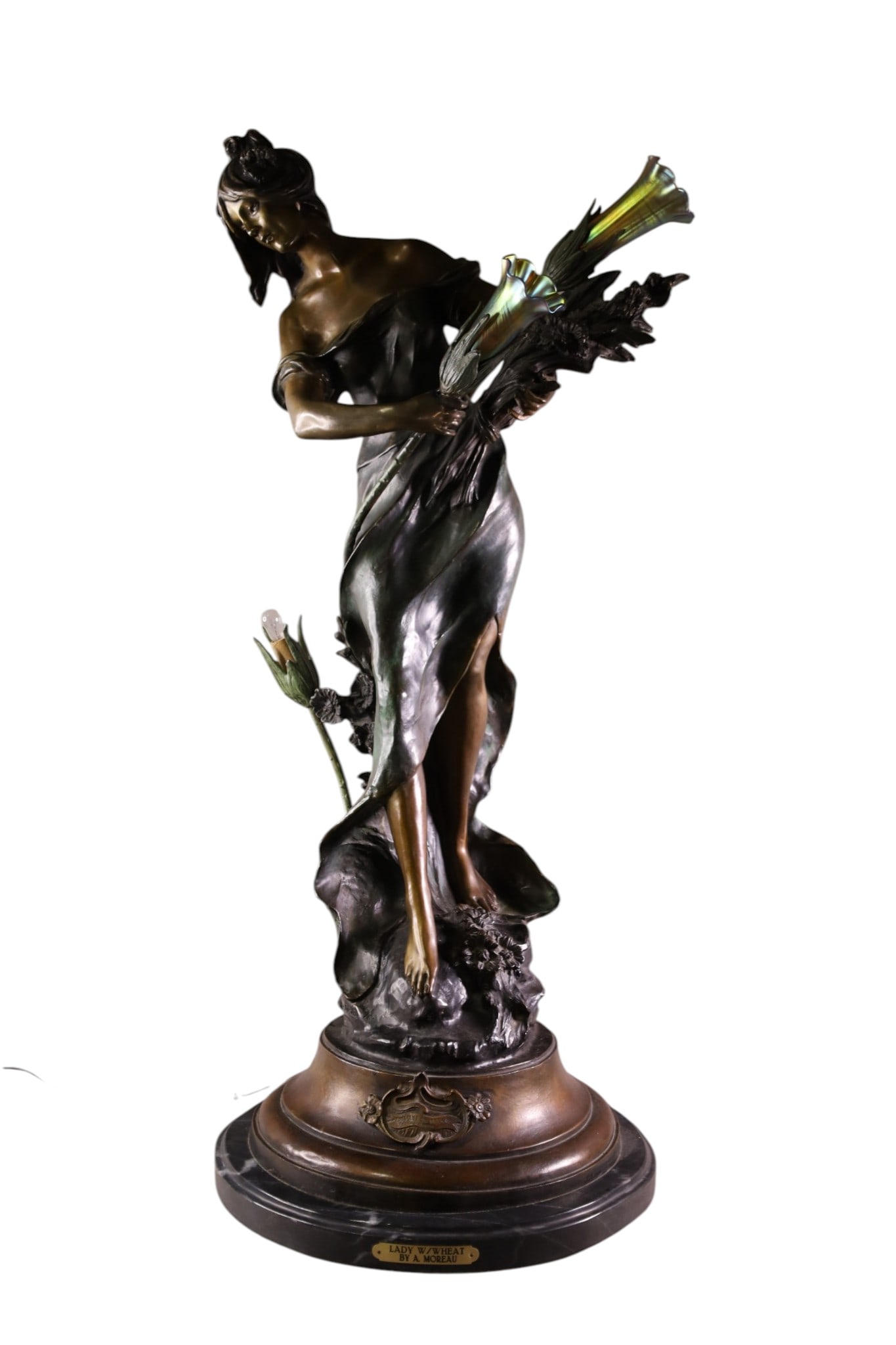 LARGE LADY BRONZE LAMP (1 of 5)