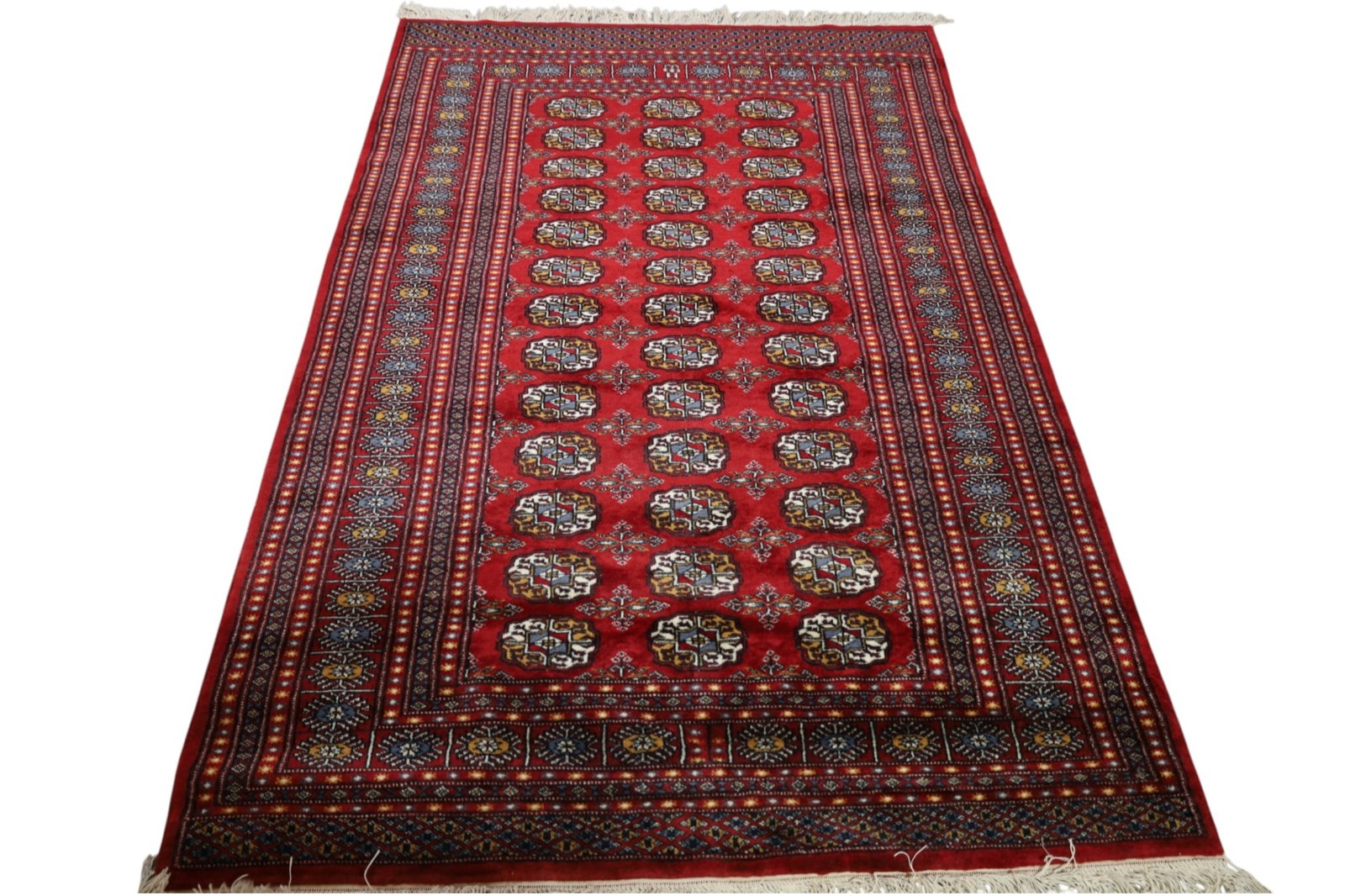 APPROX 6' 3" x 4' 3" HANDMADE WOOL RUG: HANDMADE WOOL BOKARA RUG.