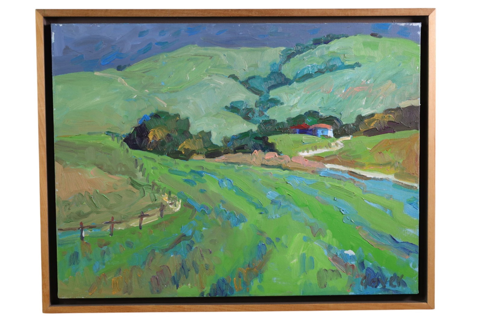 CONTEMPORARY OIL PAINTING: OIL ON CANVAS, SIGNED LOWER RIGHT, GLOVER. (PAMELA GLOVER). 16" x 12" IMAGE SIZE & 17" x 13" IN FRAME.