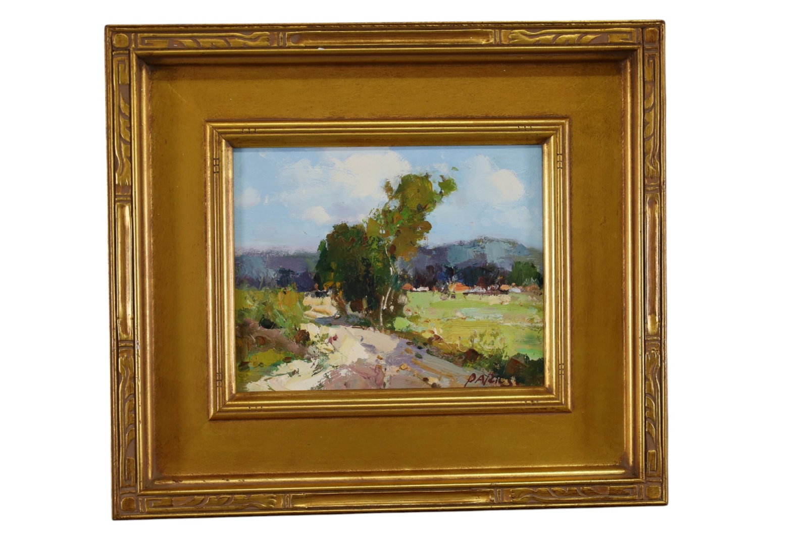 CALIFORNIA LANDSCAPE PAINTING: OIL ON CANVAS, SIGNED LOWER RIGHT, 8" x 10" IMAGE SIZE / 17" 15" IN FRAME.