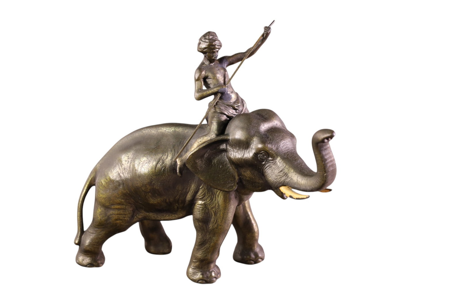 CAST METAL ELEPHANT: CAST METAL ELEPHANT FIGURE, 9" H.
