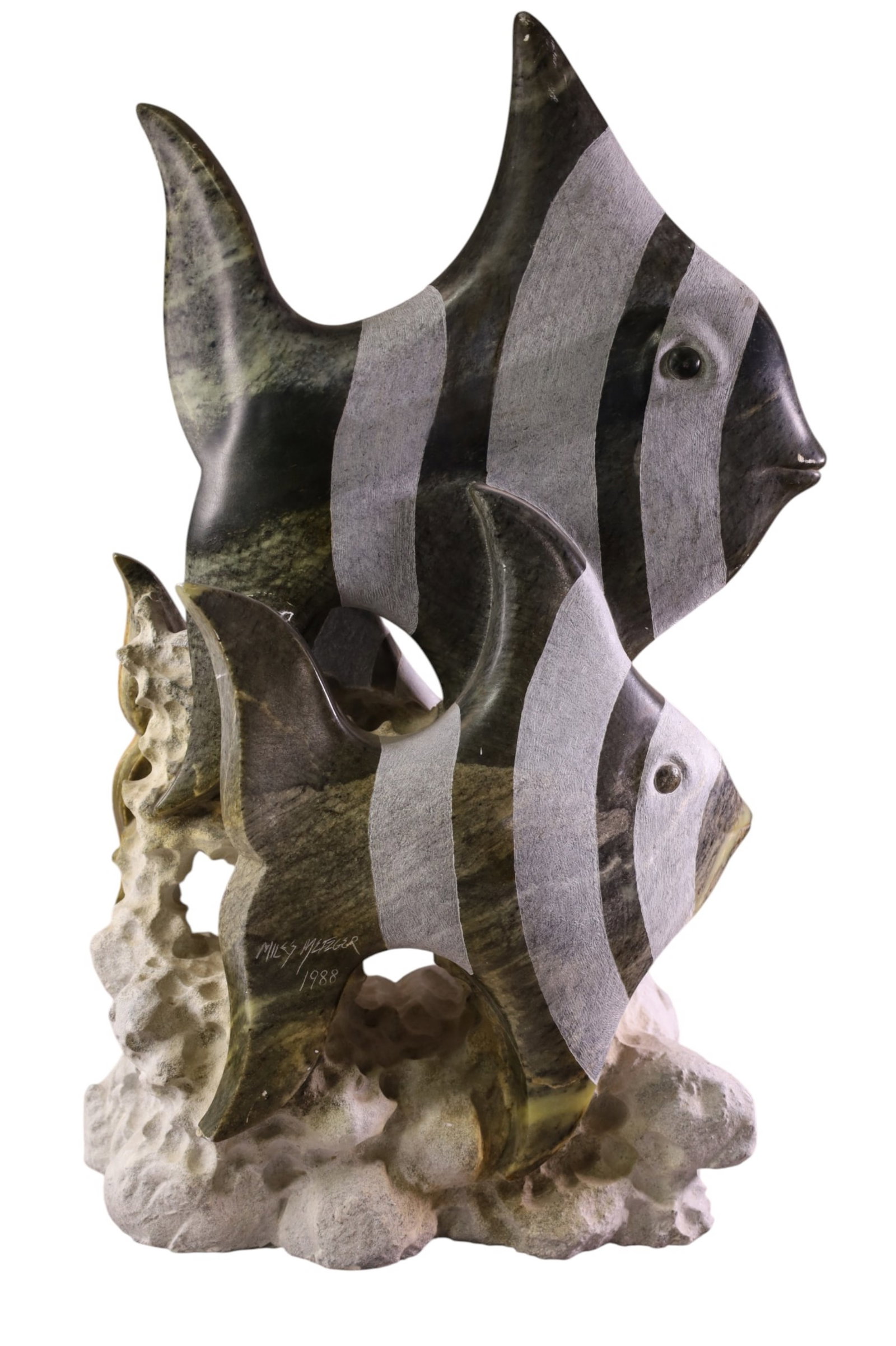 CARVED STONE FISH SCULPTURE - 2