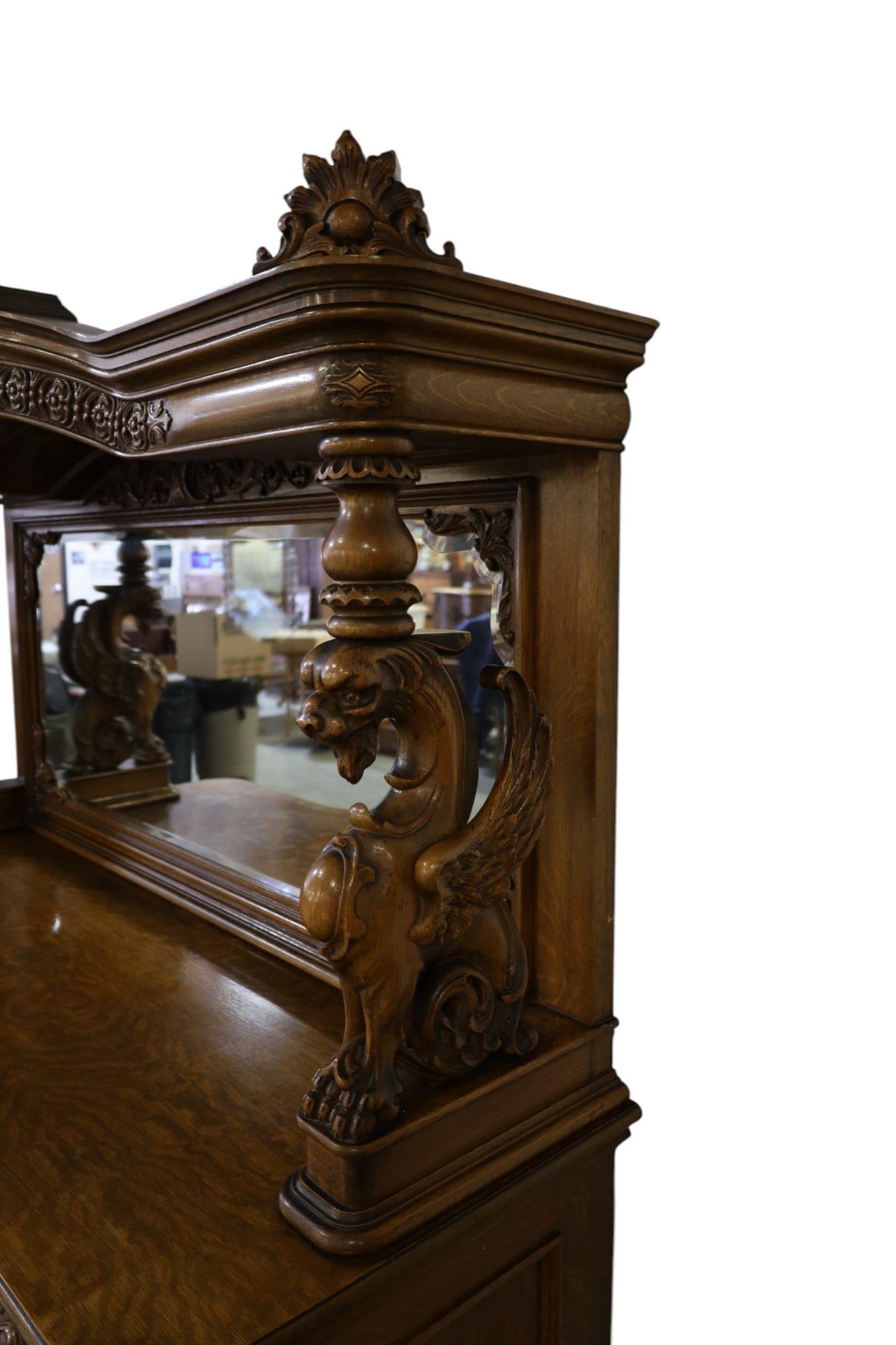 LARGE CARVED AMERICAN OAK BUFFET - 2