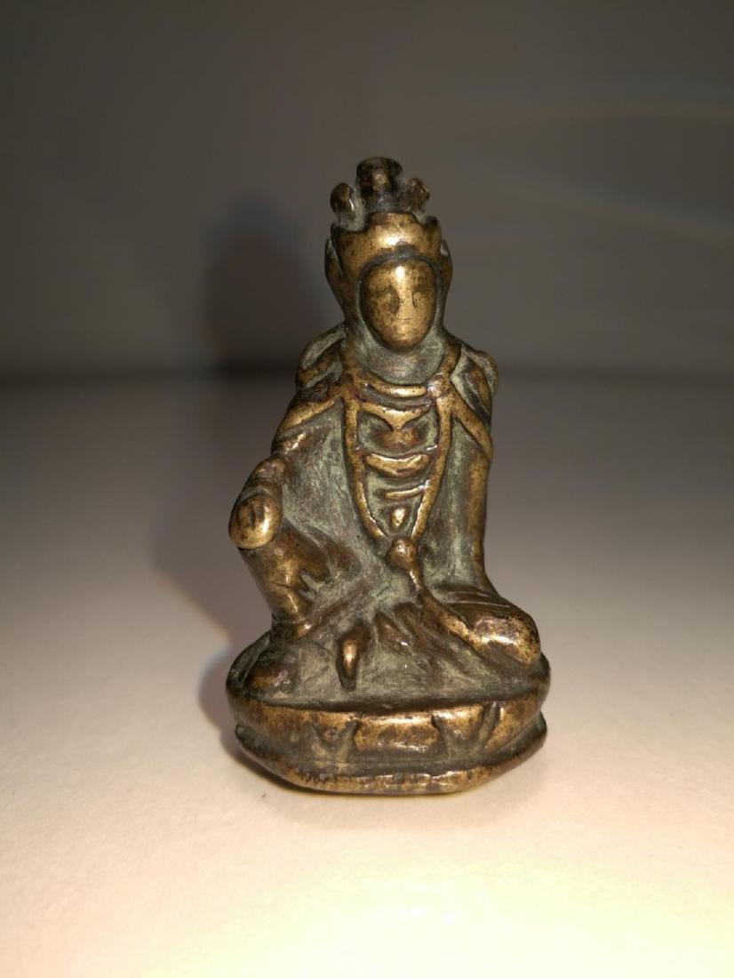 Yuan Dynasty Chinese Bronze Sitting Buddha Statue (1 of 5)