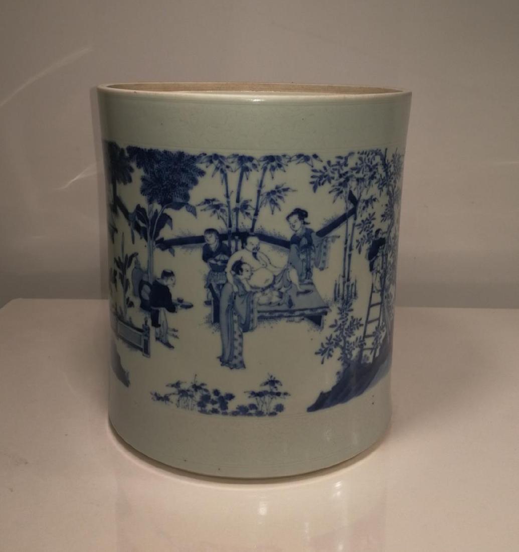 Chinese Blue and White Porcelain Brush Pot  CHONGZHEN (1 of 10)