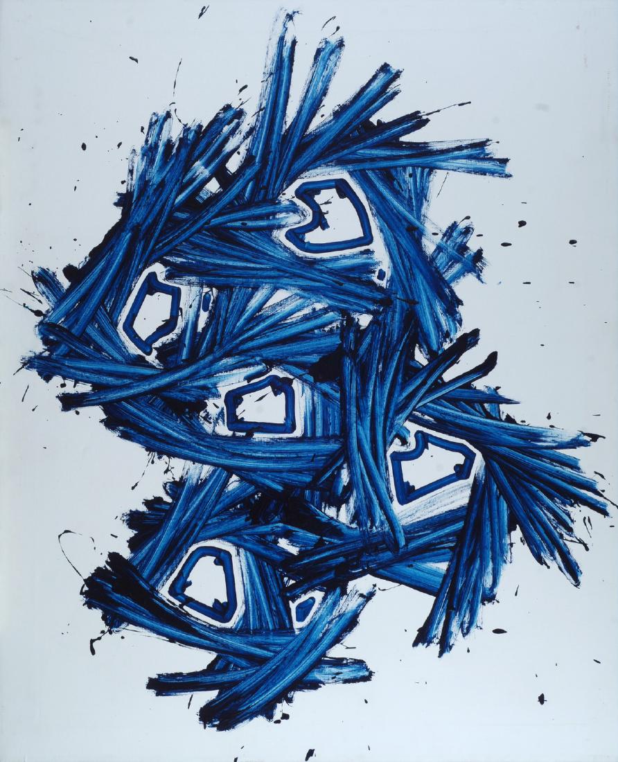 Gianni Asdrubali (1955) Azanta 2003: Acrilico su tela, cm. 105x85 Sul verso: firma, titolo, data e n. rep. MC2002031; timbro ed etichetta Galleria d'Arte Marchetti, Roma Autentica dell'autore su foto.