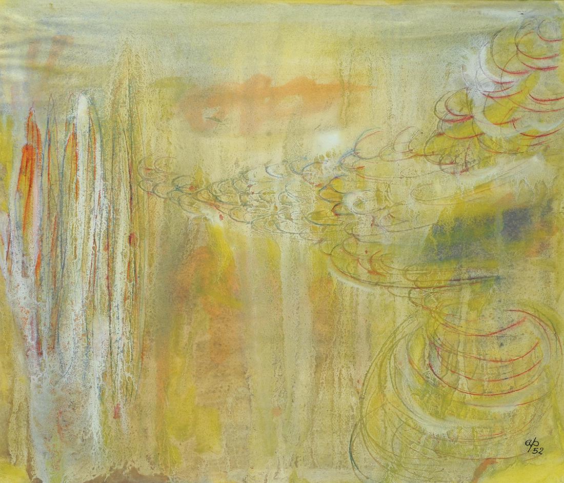 Achille Perilli (1927) Senza titolo 1952: Inchiostro e tempera su carta, cm. 34,9x40,5 Firma e data in basso a destra. Autentica dell'autore su foto, opera n. 7 nell'archivio delle opere su carta dell'artista.Â