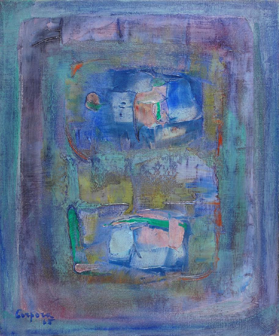 Antonio Corpora (1909-2004) Senza titolo 1965: Olio su tela, cm. 60,5x50 Firma e data in basso a sinistra.