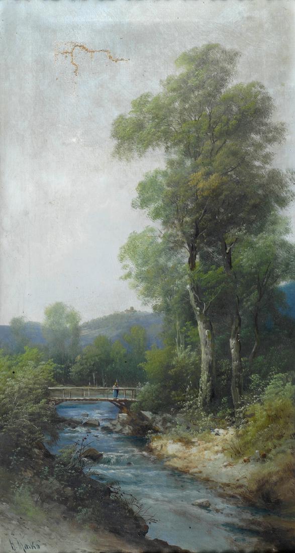 Henry MarkÃ² (1855-1921) Paesaggio con fiume e ponte (1 of 1)