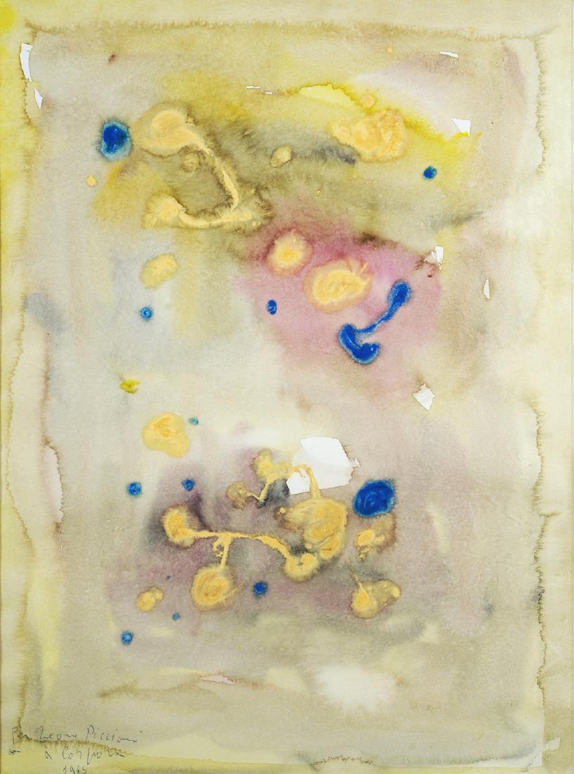 Antonio Corpora (1909-2004) Senza titolo 1965: Acquerello su carta, cm. 50x36,5 Firma dedica e data in basso a sinistra: "Per Leone Piccioni/ A. Corpora/ 1965".