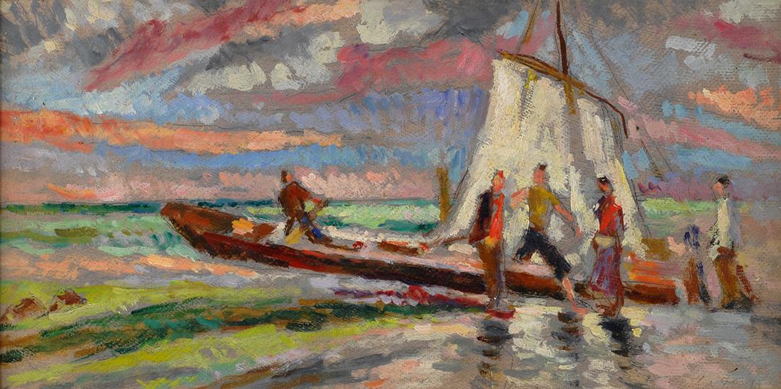 Ulvi Liegi (1858-1939) Pescatori sulla riva (1 of 1)