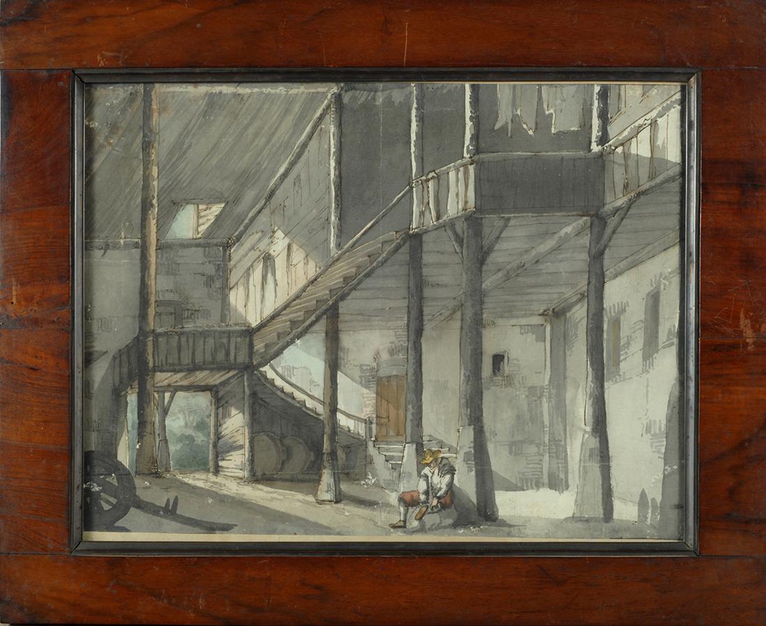 Scuola Bolognese, XIX sec. Contadino che si calza una (1 of 1)