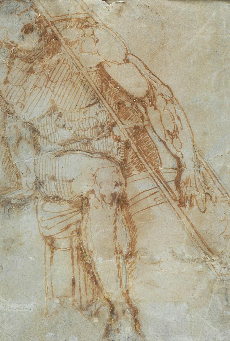 Bartolomeo Passarotti (1529-1592) San Lorenzo (da: Inchiostro su carta, cm. 24x16 Sul verso: puntinatura per lo spolvero con Giochi di Putti e un piccolo schizzo di Nudo disteso. Expertise del Prof, Mario di Giampaolo
