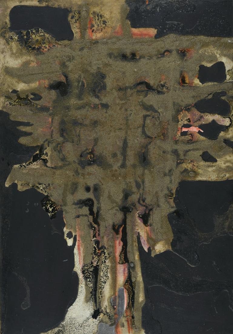 Achille Perilli (1927) X2 1954: Tecnica mista su masonite, cm. 70x50 Sul verso: firma, data e titolo. Bibliografia: 2019, Achille Perilli. Catalogo Generale dei Dipinti e delle Sculture (1945-216), a cura di Giuseppe G. Appella, Sil