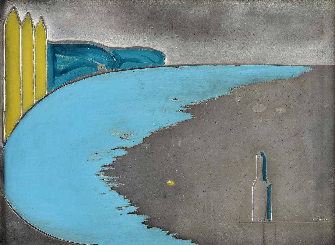 Virgilio Guidi (1891-1984) Venezia: Smalti su lamina d'argento, cm. 30x40 Punzone Guido Guidi Argento puro in basso a destra. Sul verso: firma.