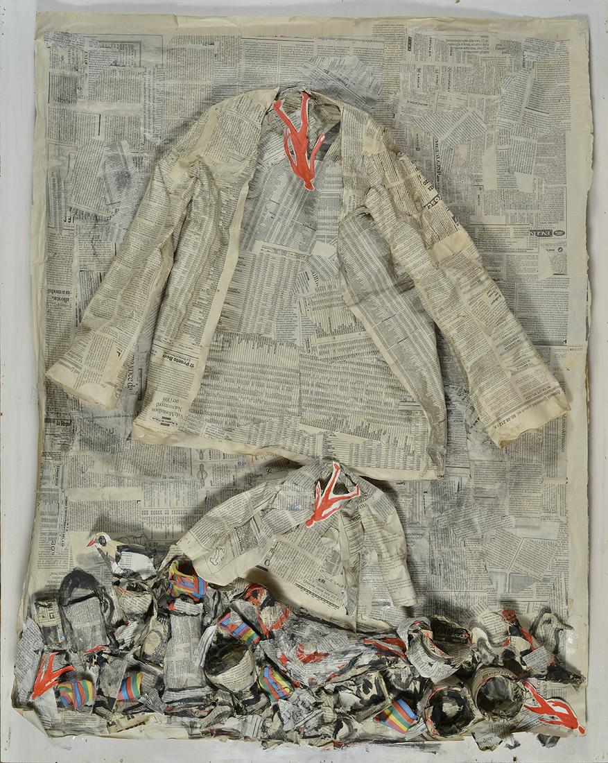 Roberto Barni (1939) Wanderung 2001/02: Cartonage, cm. 105x85 Sul verso: firma, data e titolo.