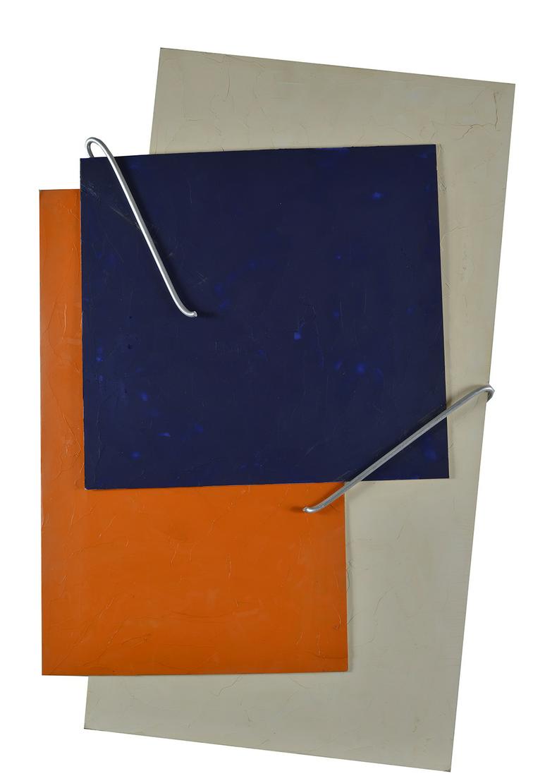 Antonio Catelani (1962) Senza titolo 1995: Acrilico e acciaio su cartone, cm. 72x48 Sul verso: firma e data. Autentica dell'autore su foto.