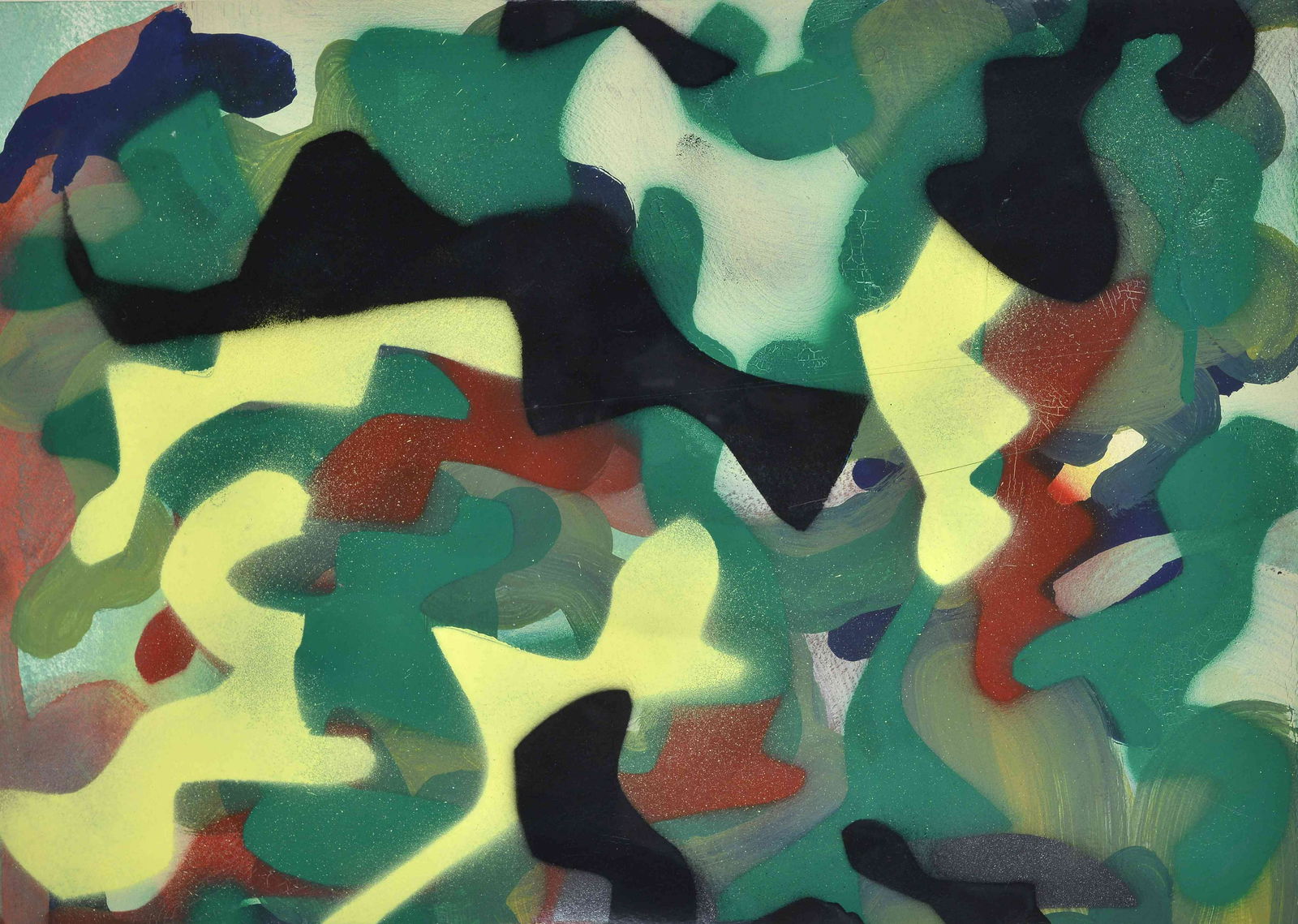 Maurizio Mochetti (1940) Camouflage n. 9 (tavola n. 2): Tecnica mista su carta, cm. 35,5x50 Sul verso: firma, data e titolo. Autentica dell'autore su foto.