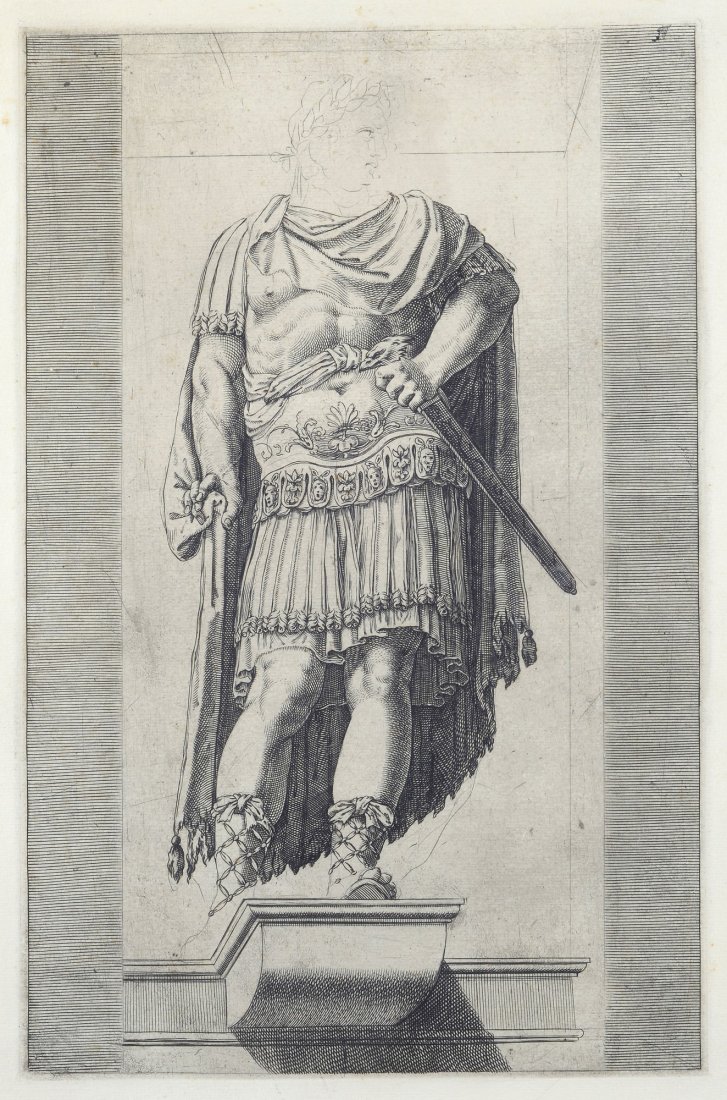 Cherubino Alberti (Borgo San Sepolcro, 1553 - Roma, 1615) - Sculture di Imperatori: Incisione a bulino, mm. 315x210; mm. 330x212.