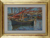 Mario Puccini (Livorno, 1869 - Firenze, 1920) - Barca nel porto di Livorno, -1913