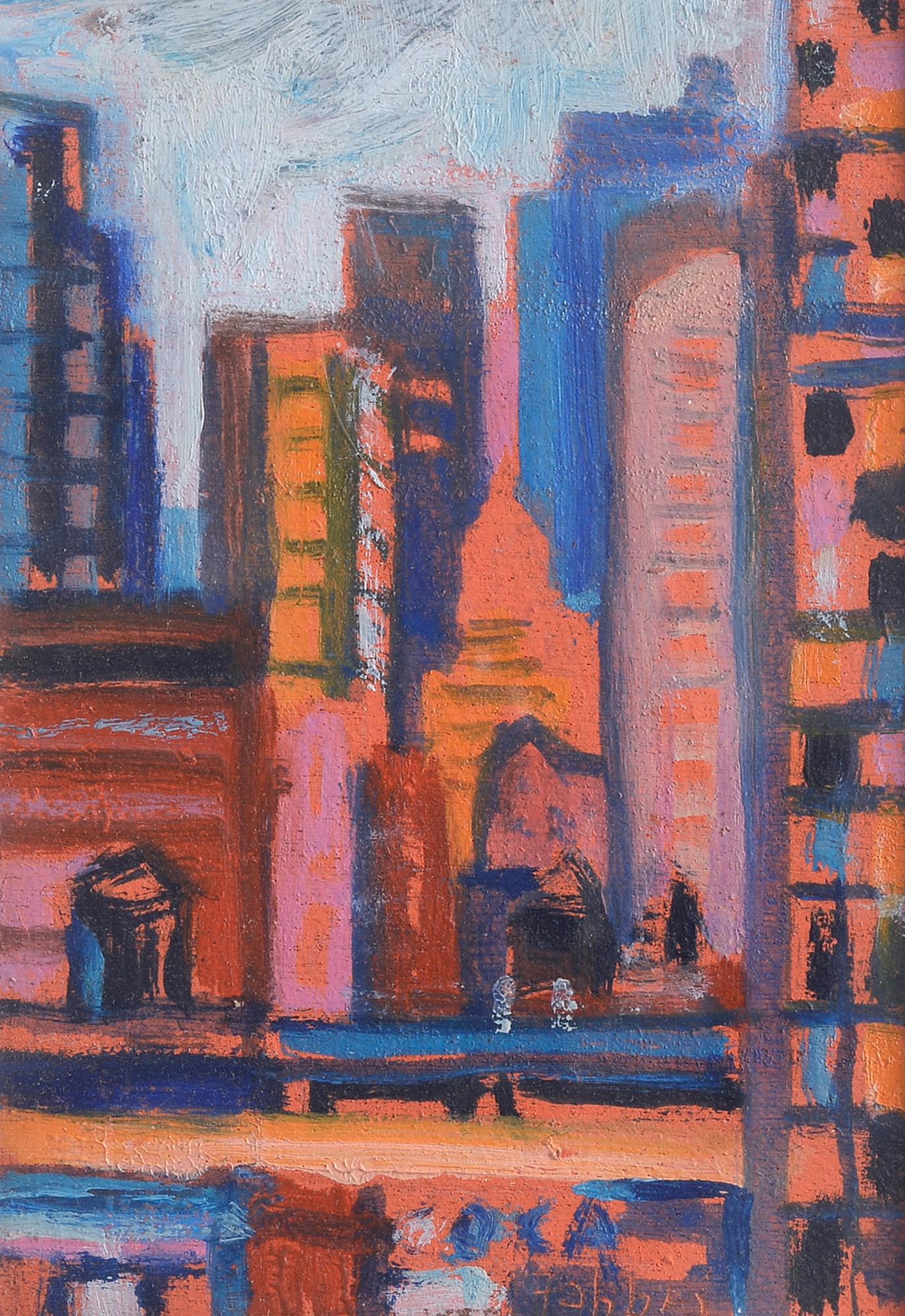 Agenore Fabbri (Barba , 1911 - Savona, 1998) - New York, 1969: Olio su compensato, cm 15x10. Firma in basso a destra. Sul verso: firma, data e titolo. Bibliografia: 2006, i 10x15 di Gianfranco Pancani, Una collezione particolare di arte italiana del Novecento, C.