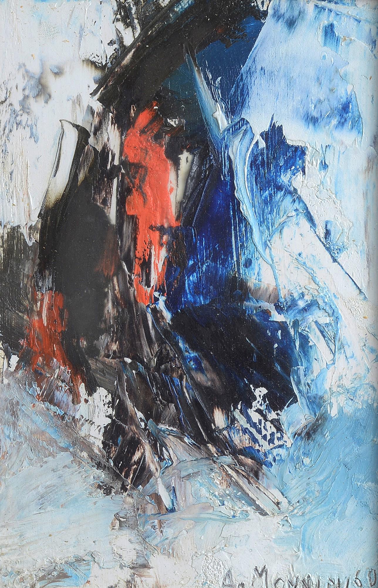 Alvaro Monnini (Firenze, 1922 - Milano, 1987) - Vortice, 1960: Olio su compensato, cm. 15x10. Firma e data in basso a destra. Bibliografia: 2006, i 10x15 di Gianfranco Pancani, Una collezione particolare di arte italiana del Novecento, C. Caneva, Edifir, p. 106,