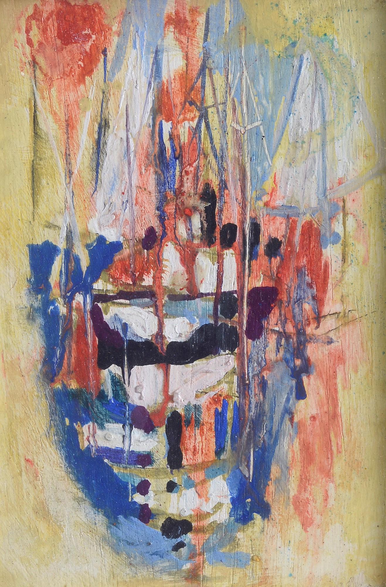 Enrico Paulucci (Genova, 1901 - Torino, 1999) - Barche: Olio su compensato, cm. 15x10. Sul verso: firma. Bibliografia: 1969, i "dieci per quindici" di Gianfranco Pancani, C. Marsan, Edizione limitata e numerata in 350 esemplari numerati, Firenze; 2006, i 1