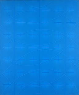Juhana Blomstedt (Helsinki , 1937 - Lohja, 2010) - Senza titolo, 1973: Acrilico su tela, cm. 76x63. Sul verso: firma e data; sul telaio: etichetta Galerie Daniel Gervis Paris con dati dell'opera.