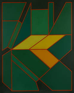 Achille Perilli (Roma, 1927 - 2021) - La cantilena del verde, 2014: Tecnica mista su tela, cm. 100x81. Firma e data in basso al centro. Sul verso: firma, data e titolo. L'opera è registrata presso l'archivio dell'artista con n. 9 del 2014. Autentica dell'archivio Ach