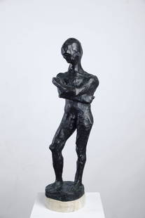 Mirko Basaldella (Udine, 1910 - Cambridge, 1969) - Figura, -1948: Scultura in bronzo, cm. 56 (altezza). Firma alla base. Autentica di Mario Graziani su foto.