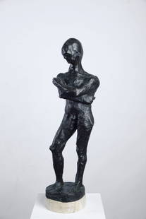 Mirko Basaldella (Udine, 1910 - Cambridge, 1969) - Figura: (1948), Scultura in bronzo, cm. 56 (altezza). Firma alla base. Autentica di Mario Graziani su foto.